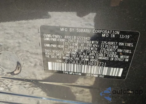 2020 Subaru Forester Premium z USA, uszkodzony, nr VIN JF2SKAJC1LH493731